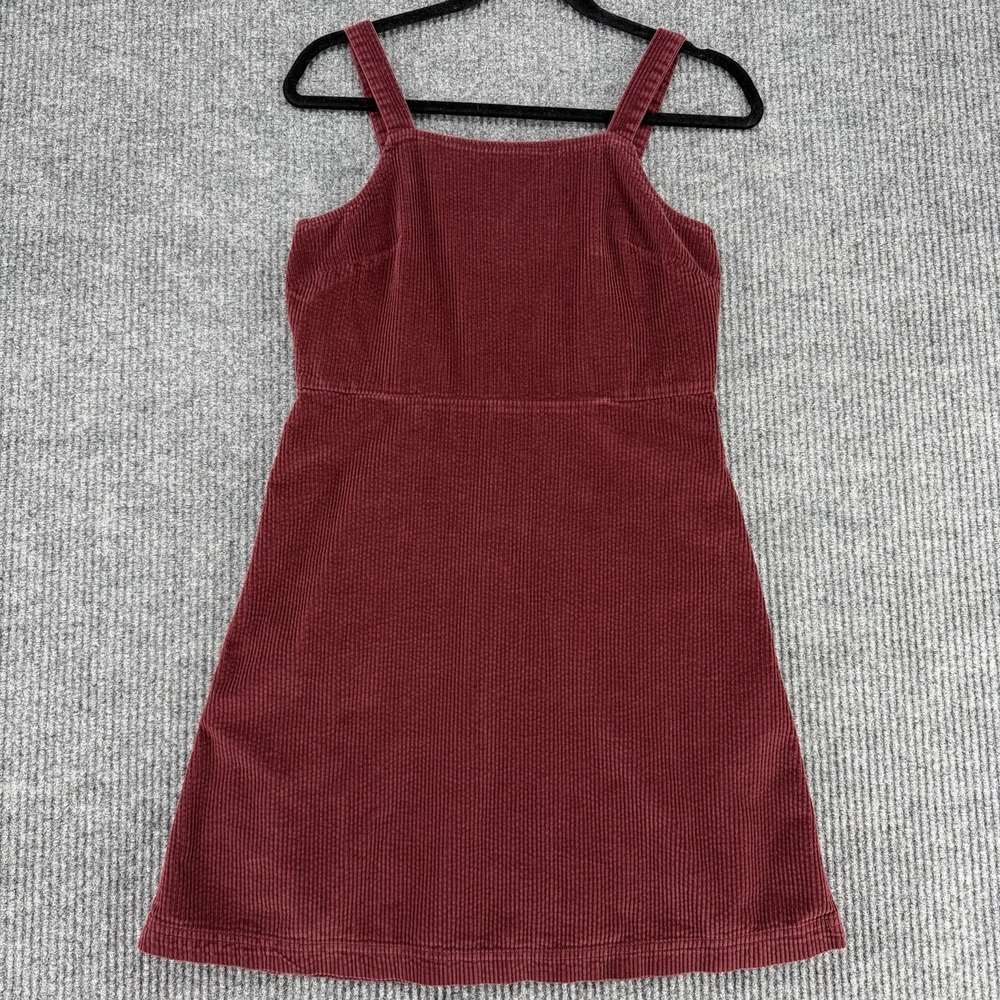 American Eagle Red Corduroy Mini Dress Jumper Pinafore Cottagecore S Tall